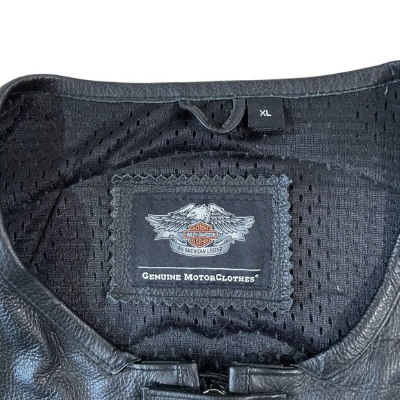 Harley-Davidson SWAT Vest Men's Size XL Black Leather Motorcycle Riding Patches - Picture 3 of 7
